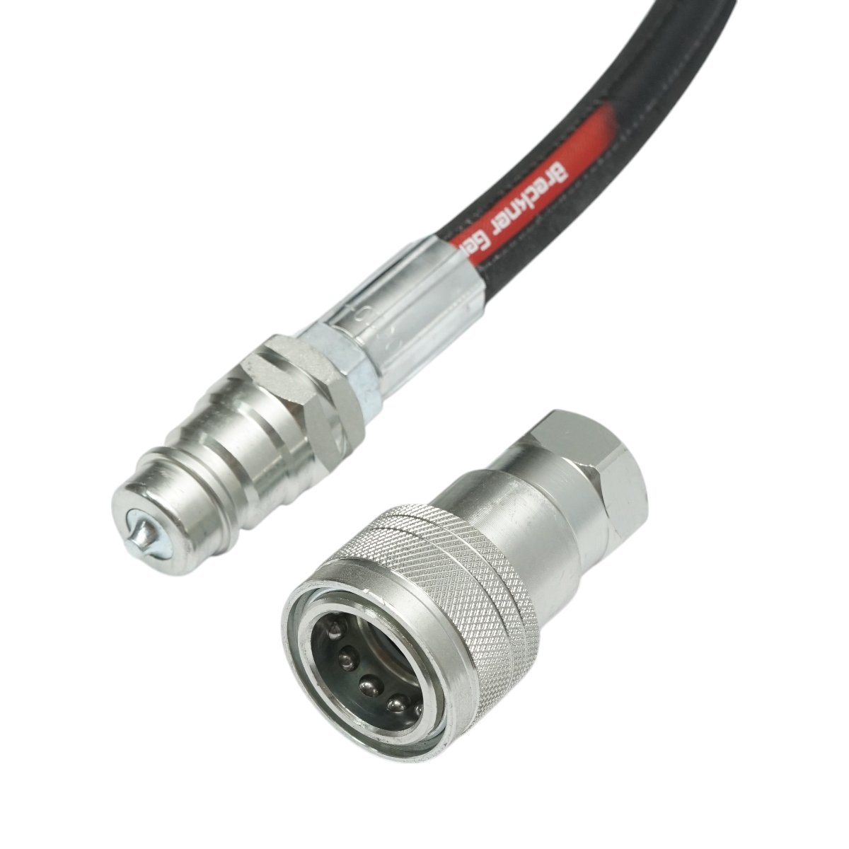 Furtun presiune sertizat pentru tiranti hidraulici 70cm cu armaturi 1/2 + 3/8 si supapa mos
